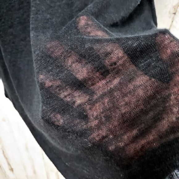 Cable and Gauge Embellished Burn Out Top Black Size Large - Picture 5 of 6